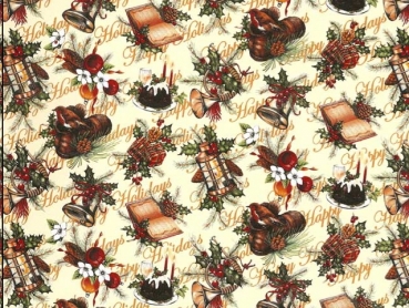 Decal – Chintz – XMAS CHINTZ CREAM WITH TEXT – ca. 50 x 70 cm